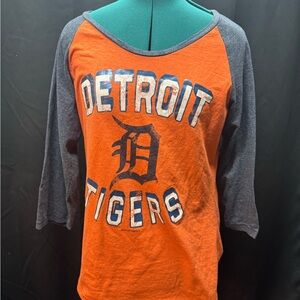 Detroit Tigers Women’s 3/4 Sleeve Tee - Orange and Gray